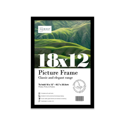 18X12 Black Picture Frame (45.7 X 30.5Cm) PosterPhotoArtworkGallery Wall Or Print from B&Q