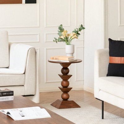 MH London Gino Solid Wood Side Table Living Room Wooden Side Table Bedside Walnut Side Table from B&Q