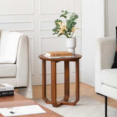 MH London Forbes Solid Wood Side Table Living Room Wooden Side Table Bedside Walnut Side Table from B&Q