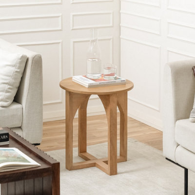 MH London Viera Solid Wood Side Table Living Room Wooden Side Table Bedside Blonde Natural Side Table from B&Q