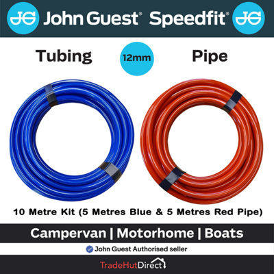 John Guest 5M Red & 5M Blue 12mm Campervan Camper Motorhome Water Pipe 10M Kit from B&Q