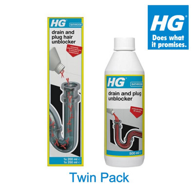 Hg Drain And Plug Hair Unblocker 450Ml + Hg Drain And Plug Unblocker 500Ml (Twin Pack) from B&Q