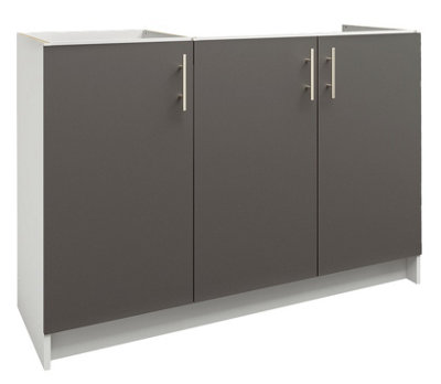 Jd Greta Kitchen Base Sink Unit 1200mm Cabinet With Doors 120CmDark Grey Matt from B&Q