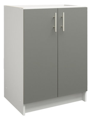 B&Q -  Kitchen Base Unit 600mm Storage Cabinet With Doors Shelf 60CmGrey Matt