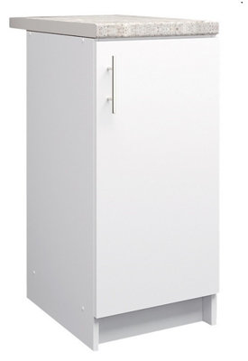 B&Q -  Kitchen Base Unit 400mm Storage Cabinet With Door Shelf 40Cm White Matt With Worktop