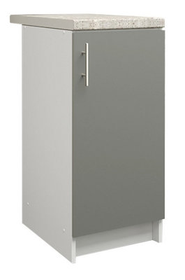 B&Q -  Kitchen Base Unit 400mm Storage Cabinet With Door Shelf 40Cm Grey Matt With Worktop
