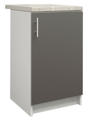 B&Q -  Kitchen Base Unit 500mm Storage Cabinet With Door Shelf 50Cm Dark Grey Matt With Worktop