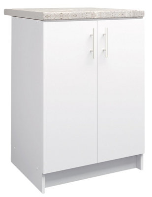 B&Q -  Kitchen Base Unit 600mm Storage Cabinet With Doors Shelf 60Cm White Matt With Worktop