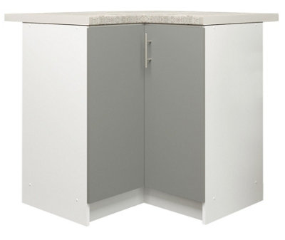 Jd Greta Kitchen Base Corner Unit 800mm Cabinet With Doors 80Cm Grey Matt With Worktop