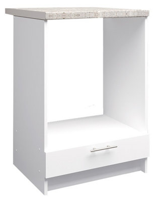 B&Q -  Kitchen Base Oven Unit 600mm Cabinet With Front 60Cm White Matt With Worktop