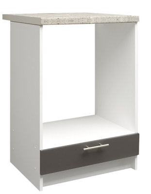 B&Q -  Kitchen Base Oven Unit 600mm Cabinet With Front 60Cm Dark Grey Matt With Worktop