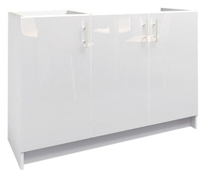 Jd Greta Kitchen Base Sink Unit 1200mm Cabinet With Doors 120CmWhite Gloss from B&Q