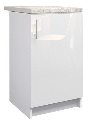 B&Q -  Kitchen Base Unit 500mm Storage Cabinet With Door Shelf 50Cm White Gloss With Worktop