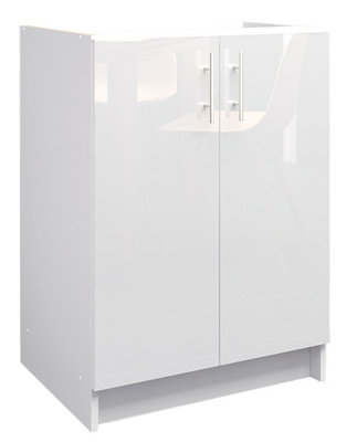 B&Q -  Kitchen Base Unit 600mm Storage Cabinet With Doors Shelf 60Cm White Gloss