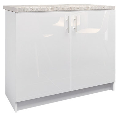 Jd Greta Kitchen Base Unit 1000mm Storage Cabinet With Doors Shelf 100Cm White Gloss With Worktop from B&Q