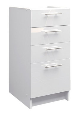 B&Q -  Kitchen Base Drawer Unit 400mm Cabinet With Fronts 40Cm White Gloss