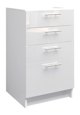 B&Q -  Kitchen Base Drawer Unit 500mm Cabinet With Fronts 50CmWhite Gloss
