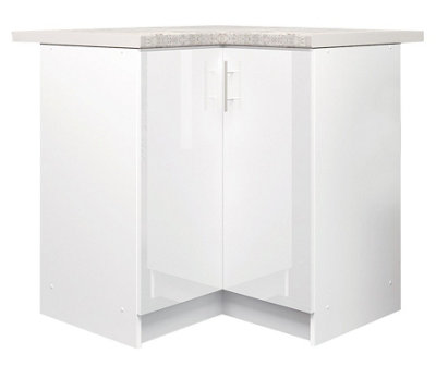 Jd Greta Kitchen Base Corner Unit 800mm Cabinet With Doors 80Cm White Gloss With Worktop