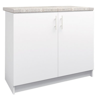 Jd Greta Kitchen Base Sink Unit 1000mm Cabinet With Doors 100Cm White Matt With Worktop from B&Q