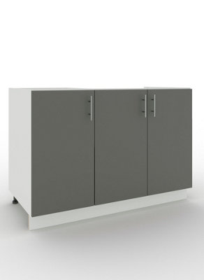 Jd Greta Adjustable Legs Kitchen Sink Unit 1200mm Cabinet With DoorsGrey Matt from B&Q