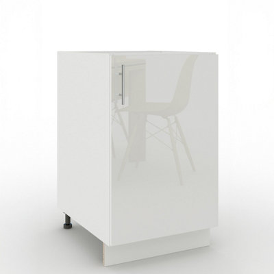 B&Q -  Adjustable Legs Kitchen Base Unit 500mm Storage Cabinet With Door Shelf 50CmWhite Gloss