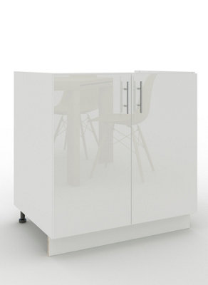 Jd Greta Adjustable Legs Kitchen Sink Unit 800mm Cabinet With DoorsWhite Gloss from B&Q