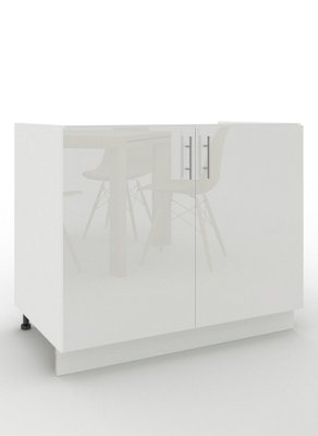 Jd Greta Adjustable Legs Kitchen Sink Unit 1000mm Cabinet With DoorsWhite Gloss from B&Q