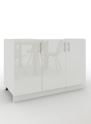 Jd Greta Adjustable Legs Kitchen Sink Unit 1200mm Cabinet With DoorsWhite Gloss from B&Q