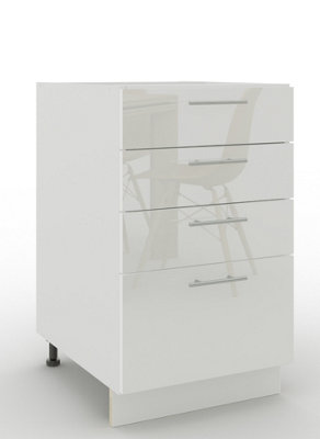 B&Q -  Adjustable Legs Kitchen Drawer Unit 500mm Storage Cabinet With Door Shelf 50CmWhite Gloss