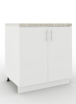 Jd Greta Adjustable Legs Kitchen Sink Unit 800mm Cabinet With DoorsWhite Matt With Worktop from B&Q