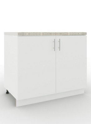 Jd Greta Adjustable Legs Kitchen Sink Unit 1000mm Cabinet With DoorsWhite Matt With Worktop from B&Q
