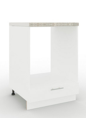 B&Q -  Adjustable Legs Kitchen Base Oven Unit 600mm Cabinet With Front 60CmWhite Matt With Worktop