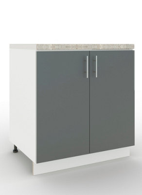 Jd Greta Adjustable Legs Kitchen Sink Unit 800mm Cabinet With DoorsGrey Matt With Worktop from B&Q