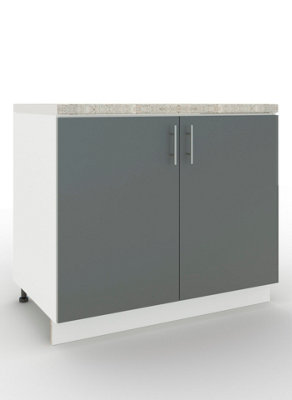 Jd Greta Adjustable Legs Kitchen Sink Unit 1000mm Cabinet With DoorsGrey Matt With Worktop from B&Q