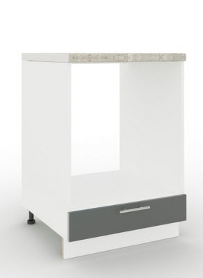 B&Q -  Adjustable Legs Kitchen Base Oven Unit 600mm Cabinet With Front 60CmGrey Matt With Worktop