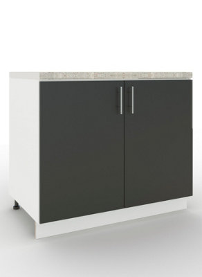 Jd Greta Adjustable Legs Kitchen Sink Unit 1000mm Cabinet With DoorsDark Grey Matt With Worktop from B&Q