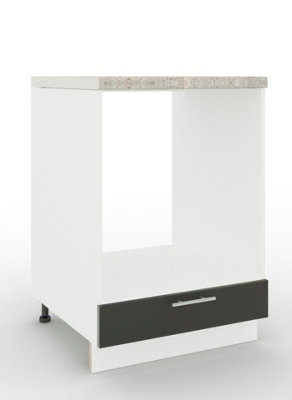 B&Q -  Adjustable Legs Kitchen Base Oven Unit 600mm Cabinet With Front 60CmDark Grey Matt With Worktop