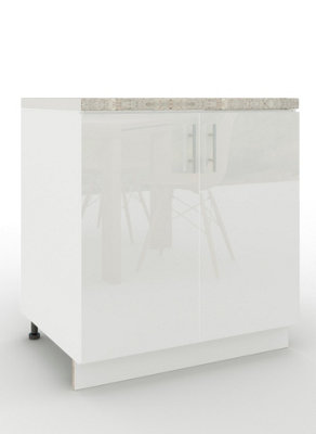 Jd Greta Adjustable Legs Kitchen Sink Unit 800mm Cabinet With DoorsWhite Gloss With Worktop from B&Q