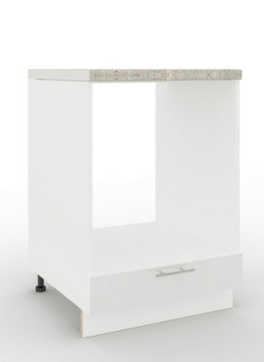 B&Q -  Adjustable Legs Kitchen Base Oven Unit 600mm Cabinet With Front 60CmWhite Gloss With Worktop