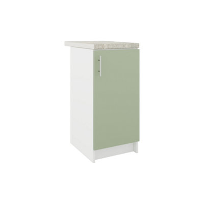 B&Q -  Kitchen Base Unit 400mm Storage Cabinet With Door Shelf 40Cm Sage Green Matt With Worktop