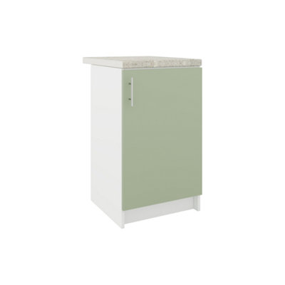 B&Q -  Kitchen Base Unit 500mm Storage Cabinet With Door Shelf 50Cm Sage Green Matt With Worktop