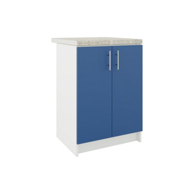 B&Q -  Kitchen Base Unit 600mm Storage Cabinet With Door Shelf 60Cm Navy Matt With Worktop