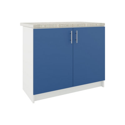 Jd Greta Kitchen Base Unit 1000mm Storage Cabinet With Door Shelf 100Cm Navy Matt With Worktop from B&Q
