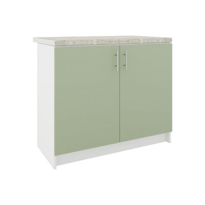 Jd Greta Kitchen Base Unit 1000mm Storage Cabinet With Door Shelf 100Cm Sage Green Matt With Worktop from B&Q
