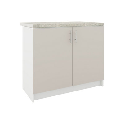 Jd Greta Kitchen Base Unit 1000mm Storage Cabinet With Door Shelf 100Cm Cashmere Matt With Worktop from B&Q