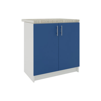 Jd Greta Kitchen Base Sink Unit 800mm Cabinet With Doors 80Cm Navy Matt With Worktop