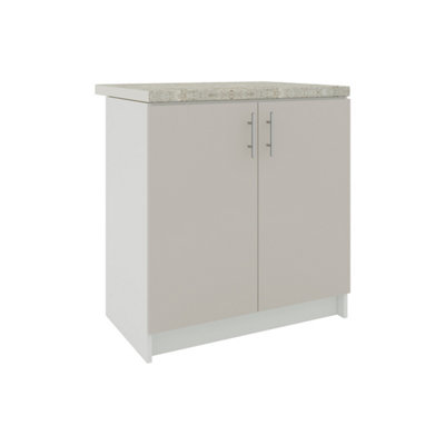 Jd Greta Kitchen Base Sink Unit 800mm Cabinet With Doors 80Cm Cashmere Matt With Worktop