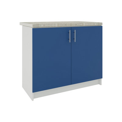 Jd Greta Kitchen Base Sink Unit 1000mm Cabinet With Doors 100Cm Navy Matt With Worktop from B&Q
