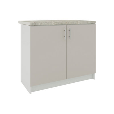 Jd Greta Kitchen Base Sink Unit 1000mm Cabinet With Doors 100Cm Cashmere Matt With Worktop from B&Q