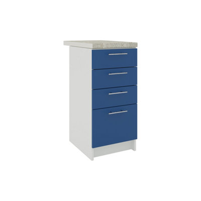 B&Q -  Kitchen Base Drawer Unit 400mm Cabinet With Fronts 40Cm Navy Matt With Worktop